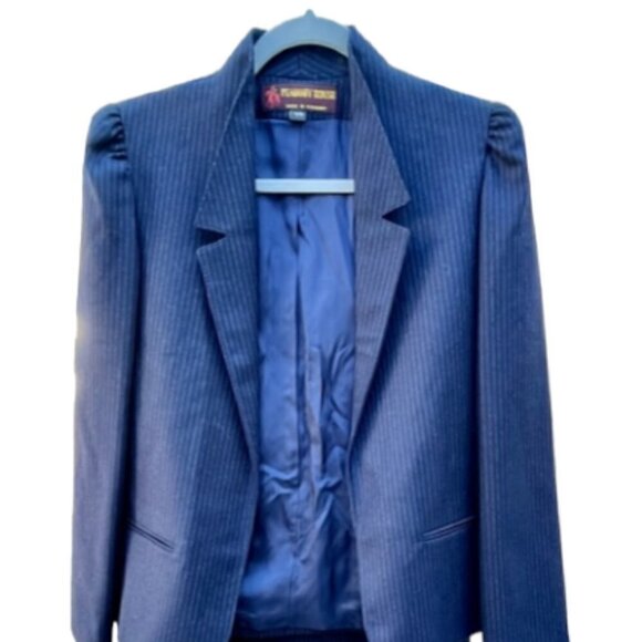 Peabody House Jackets & Blazers - Peabody House NWT Women's Vintage Navy Blue Pinstripe Suit Skirt Set Size 11/12